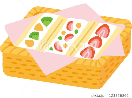 フルーツサンドのかわいい手描きイラスト フルーツサンドのかわいい手描きイラスト 123856862