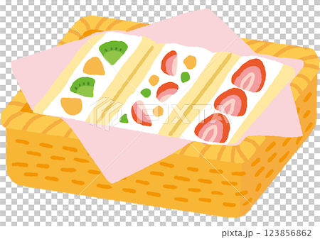 フルーツサンドのかわいい手描きイラスト フルーツサンドのかわいい手描きイラスト 123856862