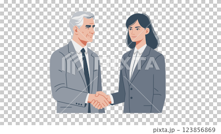 Two business people shaking hands: a senior man and a young woman Two business people shaking hands: a senior man and a young woman 123856869