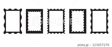 Wave scalloped edge frames set. Trendy photo borders. Modern vector template Wave scalloped edge frames set. Trendy photo borders. Modern vector template 123857270