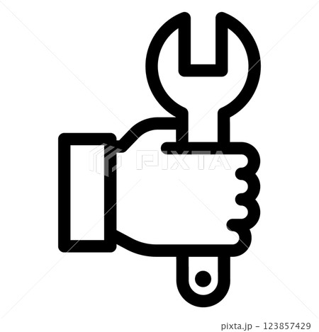 スパナを持った手のアイコン スパナを持った手のアイコン 123857429