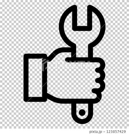 スパナを持った手のアイコン スパナを持った手のアイコン 123857429