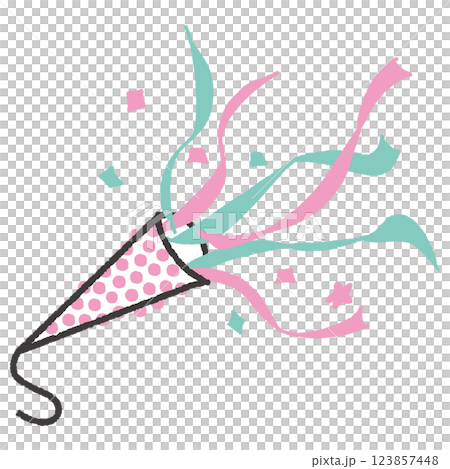 パーティークラッカーの手描きイラスト パーティークラッカーの手描きイラスト 123857448