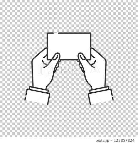 名刺交換のベクターアイコン (線画・モノクロ) 123857824