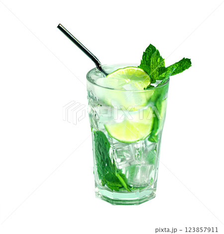 Mojito summer cocktail drink isolated Mojito summer cocktail drink isolated 123857911