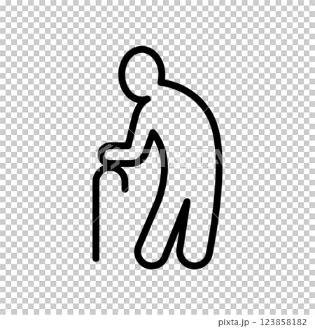 拄著拐杖的人的圖示。 123858182