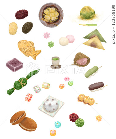 色々な日本の伝統的な和菓子 色々な日本の伝統的な和菓子 123858199