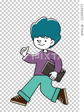 Vector illustration of a kid smiling and holding a tablet Vector illustration of a kid smiling and holding a tablet 123858272