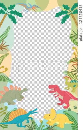 可愛的恐龍框架垂直 123858418