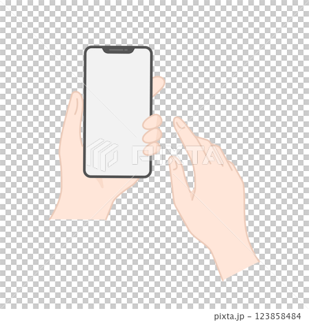 Smartphone hand operation icon (vector line drawing, color) 123858484
