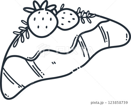 Strawberry Croissant with rosemarry monoline drawing clipart Strawberry Croissant with rosemarry monoline drawing clipart 123858739