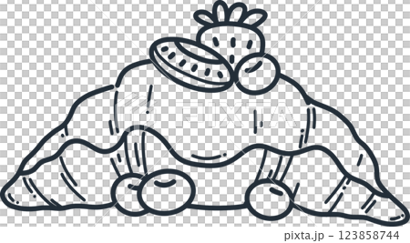 Mix berries strawberry kiwi blueberry croissant monoline drawing clipart Mix berries strawberry kiwi blueberry croissant monoline drawing clipart 123858744