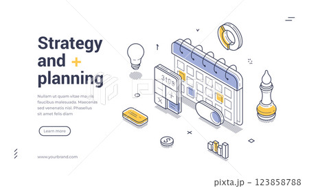 Web banner template for strategy and planning in business workflow 123858788