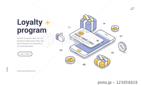 Explore unique loyalty program benefits with engaging vector illustration 123858828