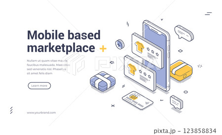Mobile based marketplace web banner template for online shopping platforms 123858834
