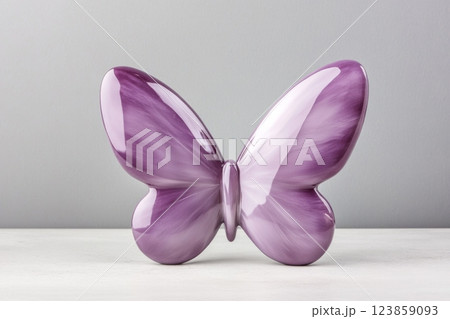 Glossy Purple Butterfly Figurine on White 123859093
