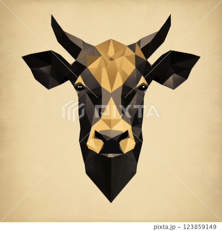 Polygonal Cow Portrait Digital Art Polygonal Cow Portrait Digital Art 123859149