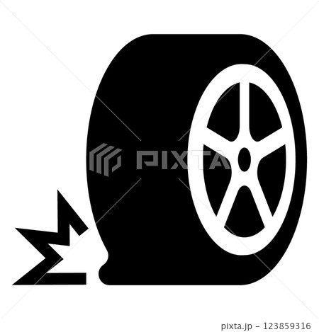 パンクしたタイヤのアイコン パンクしたタイヤのアイコン 123859316