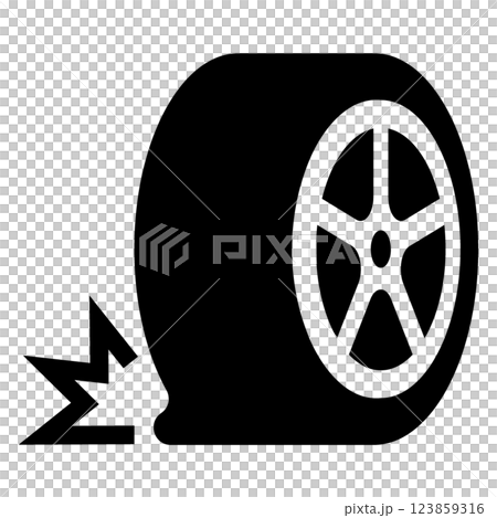 パンクしたタイヤのアイコン パンクしたタイヤのアイコン 123859316