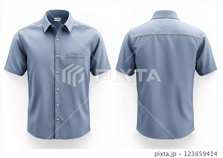men's t-shirt with shadows, front and back view. Design template on a white background. The mockup of clothes is ready for use in your store. 123859414