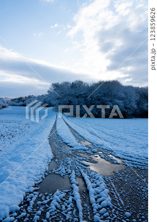 雪上がりの田舎道 123859626