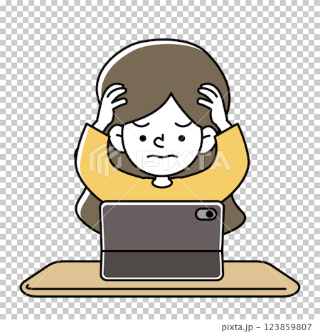 タブレット端末で学習をする子供のベクターイラスト タブレット端末で学習をする子供のベクターイラスト 123859807