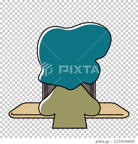 タブレット端末で学習をする子供の後ろ姿のベクターイラスト 123859808