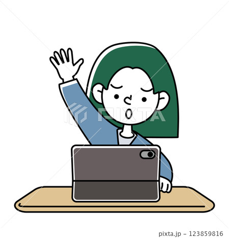 タブレット端末で学習をする子供のベクターイラスト タブレット端末で学習をする子供のベクターイラスト 123859816