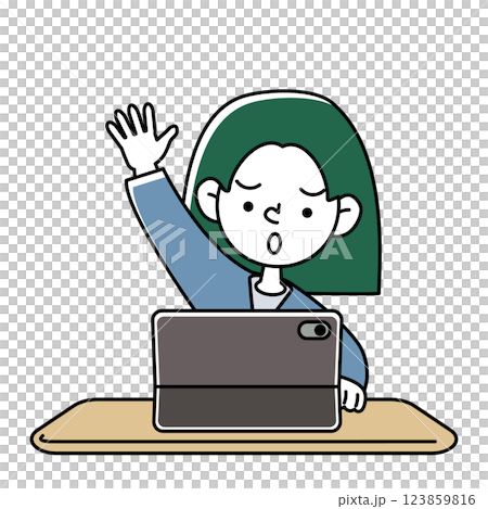 タブレット端末で学習をする子供のベクターイラスト タブレット端末で学習をする子供のベクターイラスト 123859816