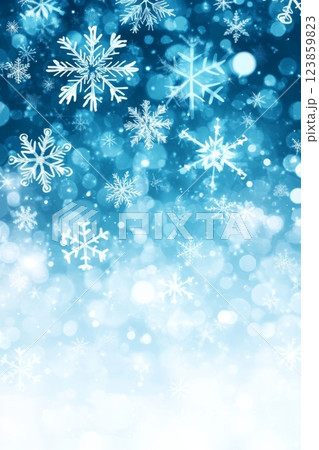Falling Snowflakes in Blue Glow 123859823
