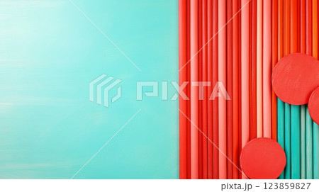 Colorful Tubes on Turquoise Background 123859827