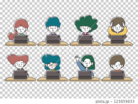 Vector illustration of children studying on tablet devices 123859833