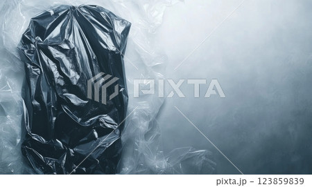 Crumpled Black Bag in Plastic 123859839