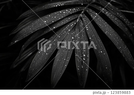 A leaf with dew drops 123859883