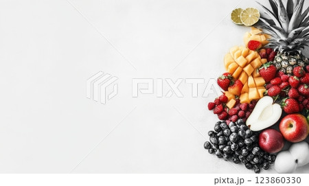 Colorful Rainbow Fruit Platter Arrangement Colorful Rainbow Fruit Platter Arrangement 123860330