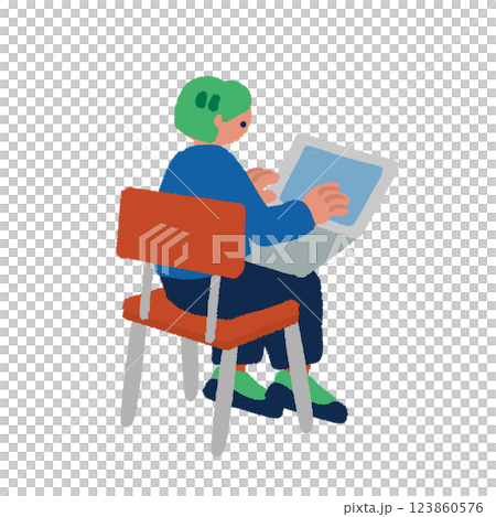 Illustration of a person using a laptop 123860576