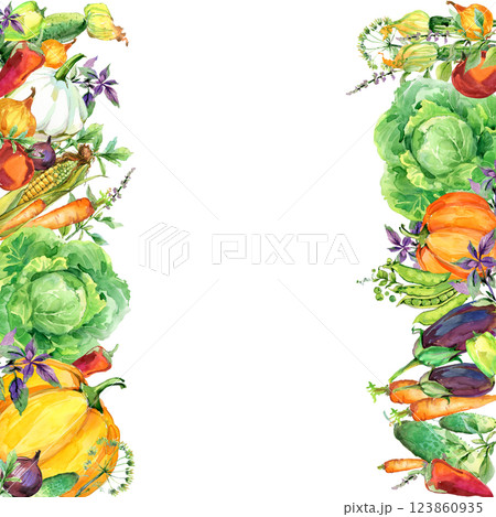 Mix vegetables watercolour clip art Painted agricultures for menu design, kitchen decor, cooking book recipes 123860935