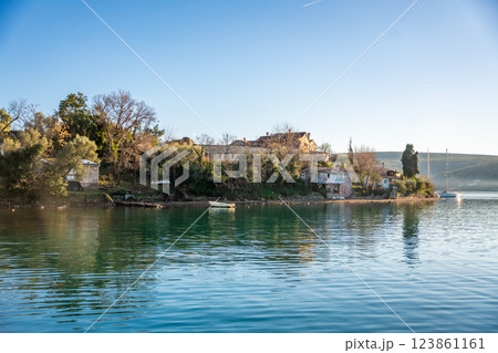 Monastery of St. Michael the Archangel on island in Kotor bay in Montenegro Monastery of St. Michael the Archangel on island in Kotor bay in Montenegro 123861161