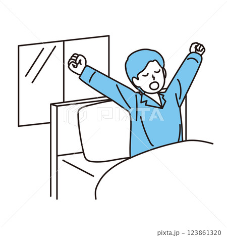 寝起きの男性イラスト 123861320