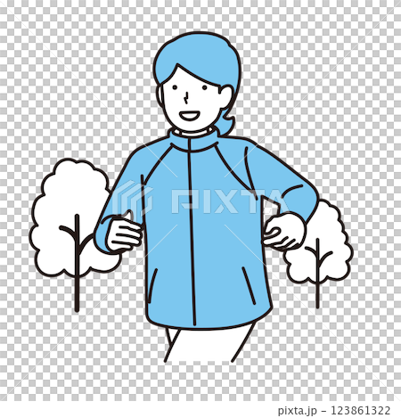 一位女士慢跑的插圖 123861322