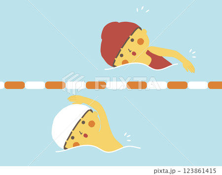 プール開きでクロールをする小学生 プール開きでクロールをする小学生 123861415