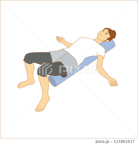 ストレッチポールを使う女性　Stretch Pole 123861617