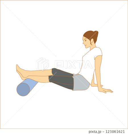 ストレッチポールを使う女性 Stretch Pole ストレッチポールを使う女性 Stretch Pole 123861621