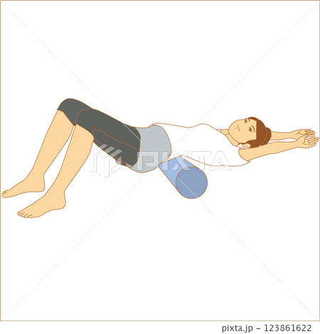 ストレッチポールを使う女性 Stretch Pole ストレッチポールを使う女性 Stretch Pole 123861622