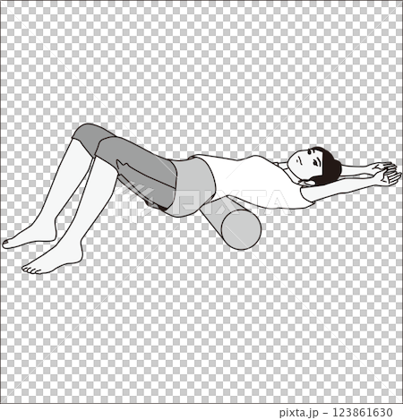 ストレッチポールを使う女性 Stretch Pole ストレッチポールを使う女性 Stretch Pole 123861630