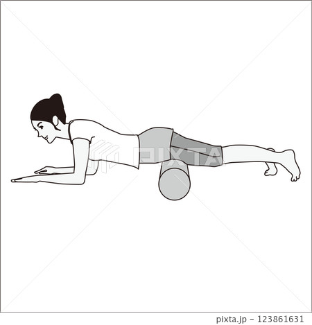 ストレッチポールを使う女性　Stretch Pole 123861631