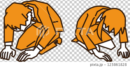 Businessmen kneeling on the ground 123861828