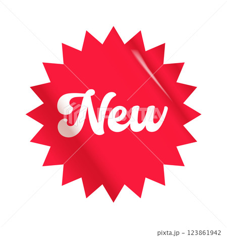 Red new modern round sticker isolated on white. Price sticker, sale sticker, price tag, retro label, sale or discount sticker, promotional badge set, shopping label png 123861942