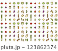ドット風野菜背景 123862374