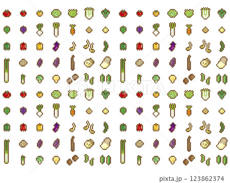 ドット風野菜背景 123862374